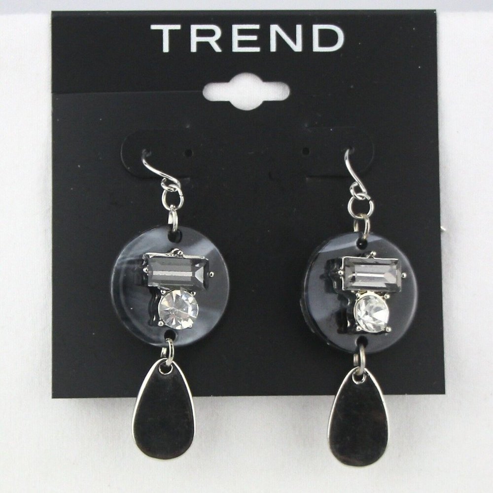 Trend Earrings 2" Acrylic Silver-tone Rhinestone Dangles